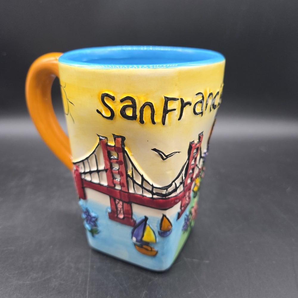 San Francisco Coffee Mug Cup Hand Painted Golden Gate Bridge 3D 16oz Tall Cup